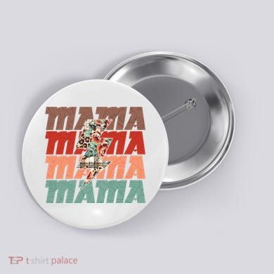 Mothers Day Mama Lightning Rose Pattern Button