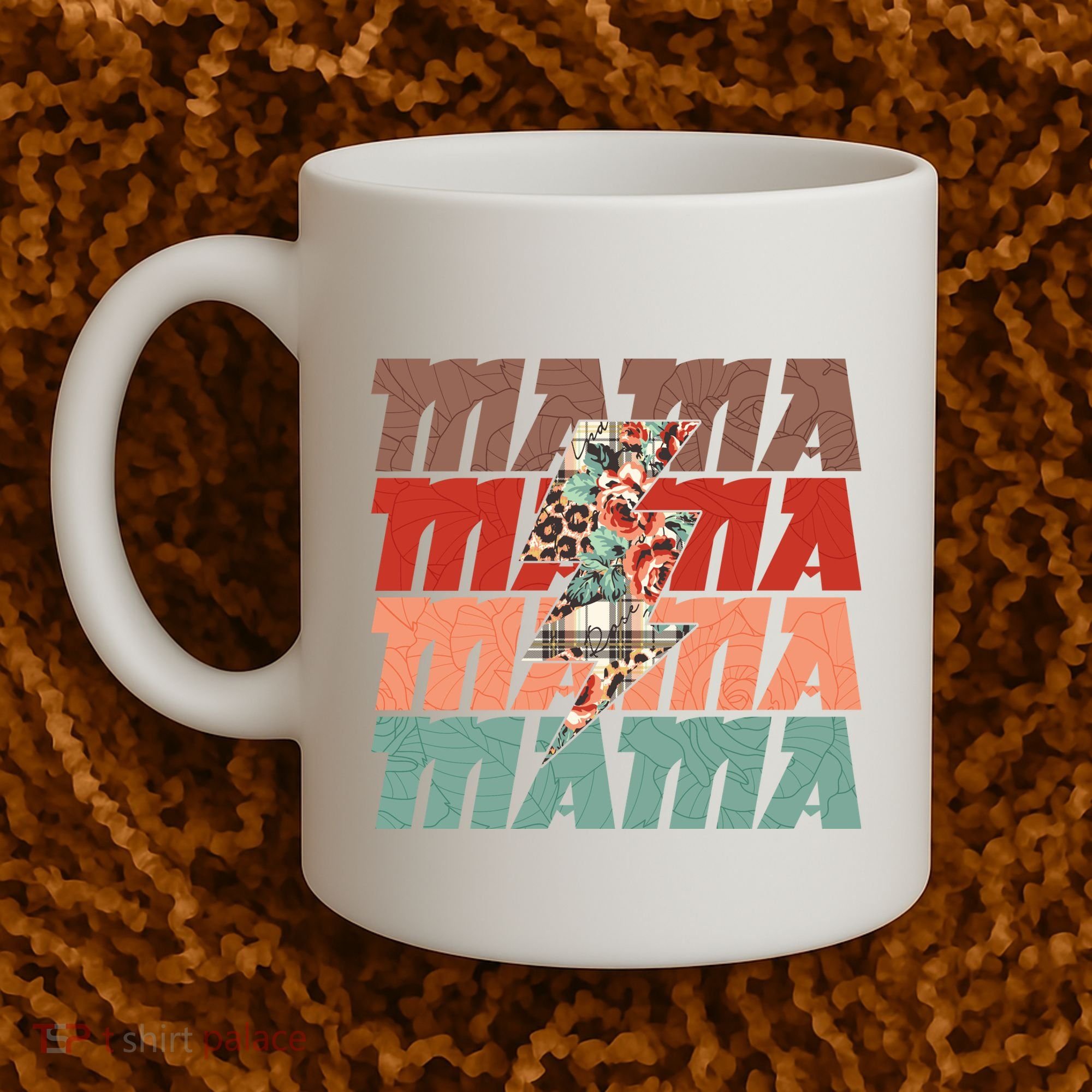 Mothers Day Mama Lightning Rose Pattern Coffee Mug