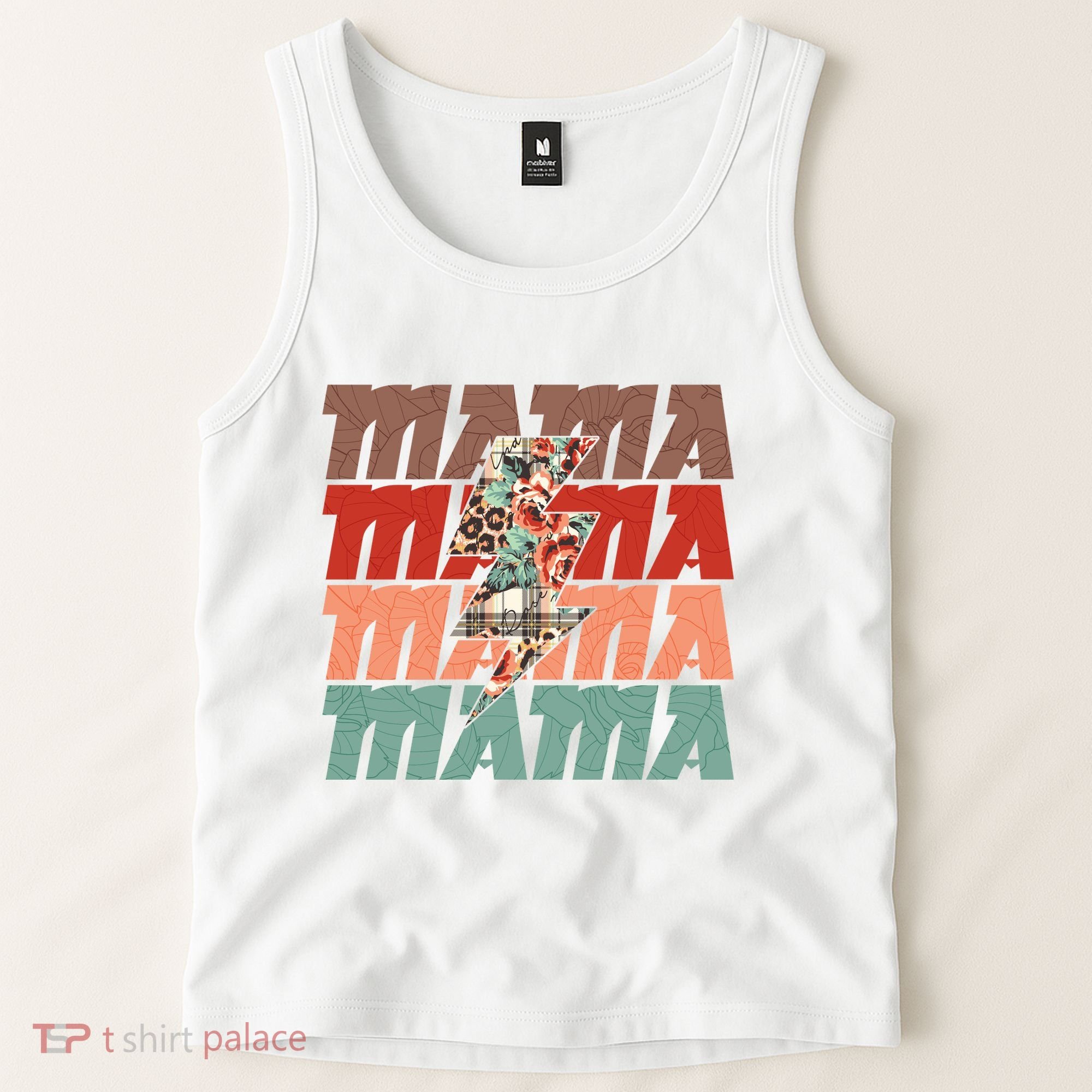 Mothers Day Mama Lightning Rose Pattern Tank Top