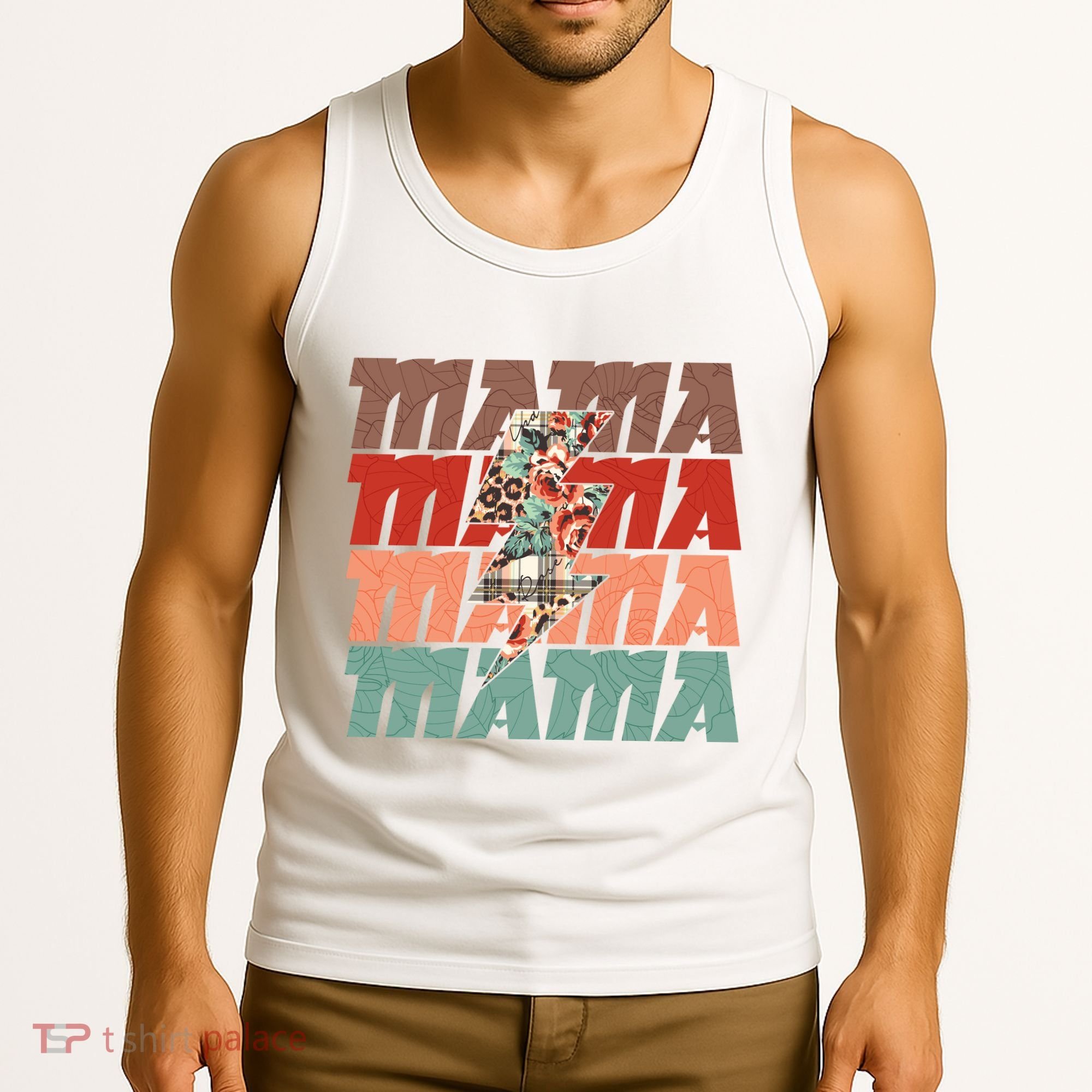 Mothers Day Mama Lightning Rose Pattern Tank Top