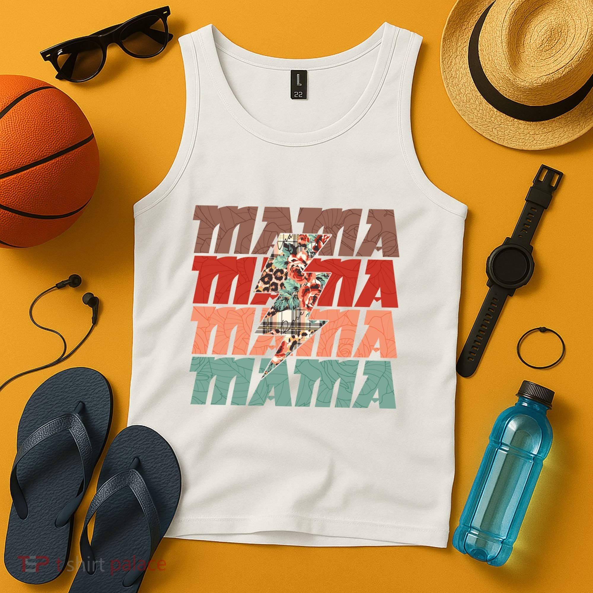 Mothers Day Mama Lightning Rose Pattern Tank Top
