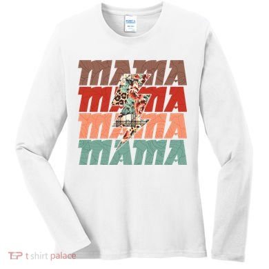 Mothers Day Mama Lightning Rose Pattern Women's Long Sleeve Shirt
