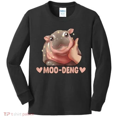 Moo Deng Kids Long Sleeve Shirt