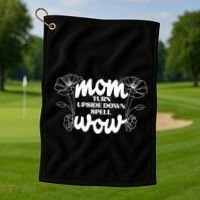 Mothers Day Mom Turn Upside Down Spell Wow Golf Towel thumb 1