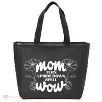 Mothers Day Mom Turn Upside Down Spell Wow Tote Bag thumb 0