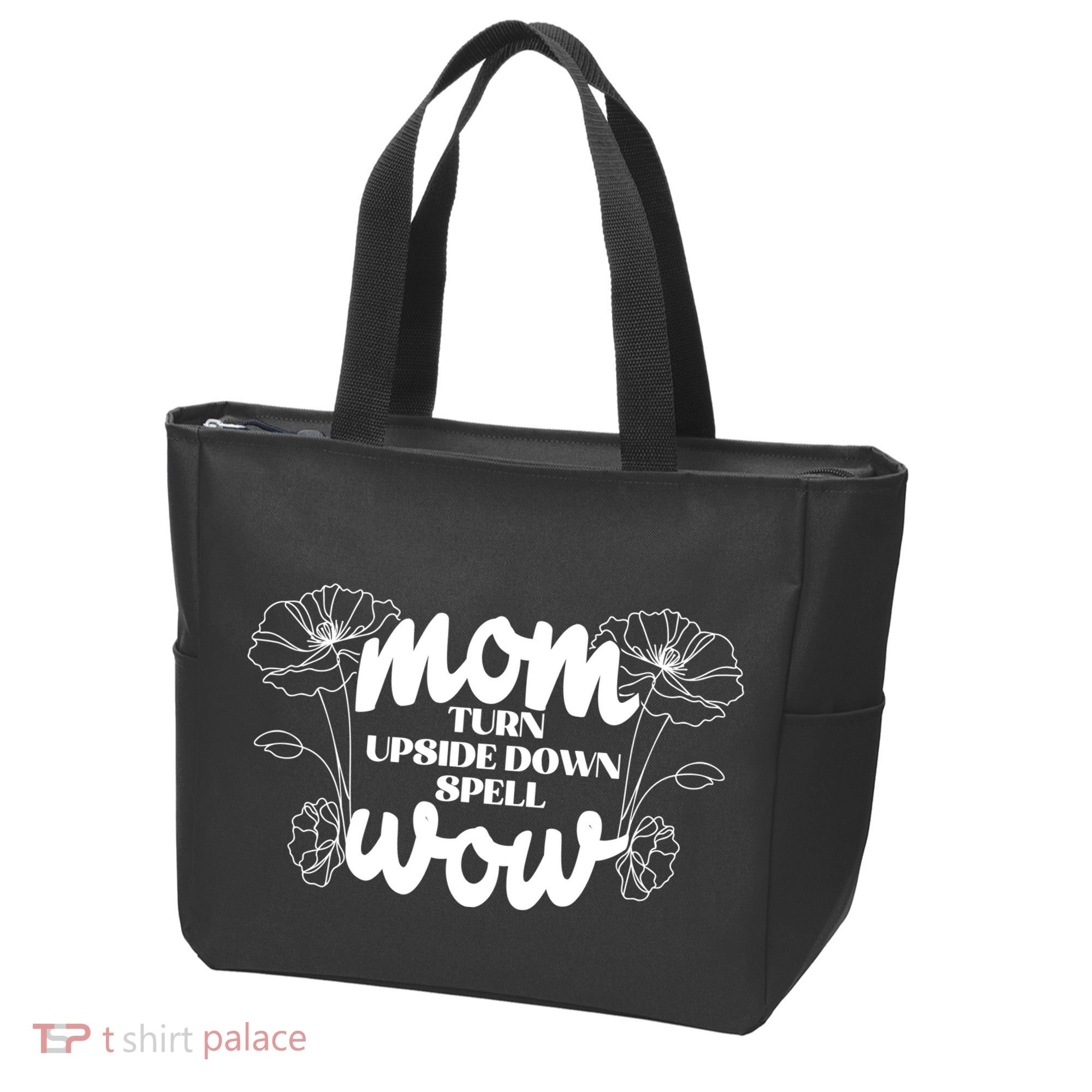 Mothers Day Mom Turn Upside Down Spell Wow Tote Bag