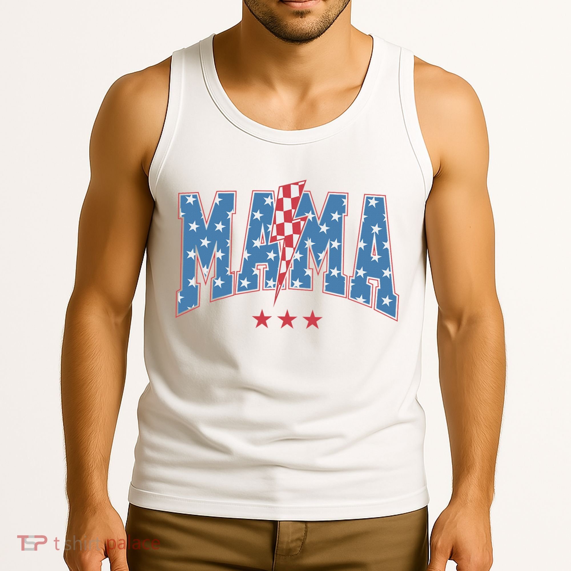 Mama Dada Mini 4th Of July American Family Matching  Tank Top