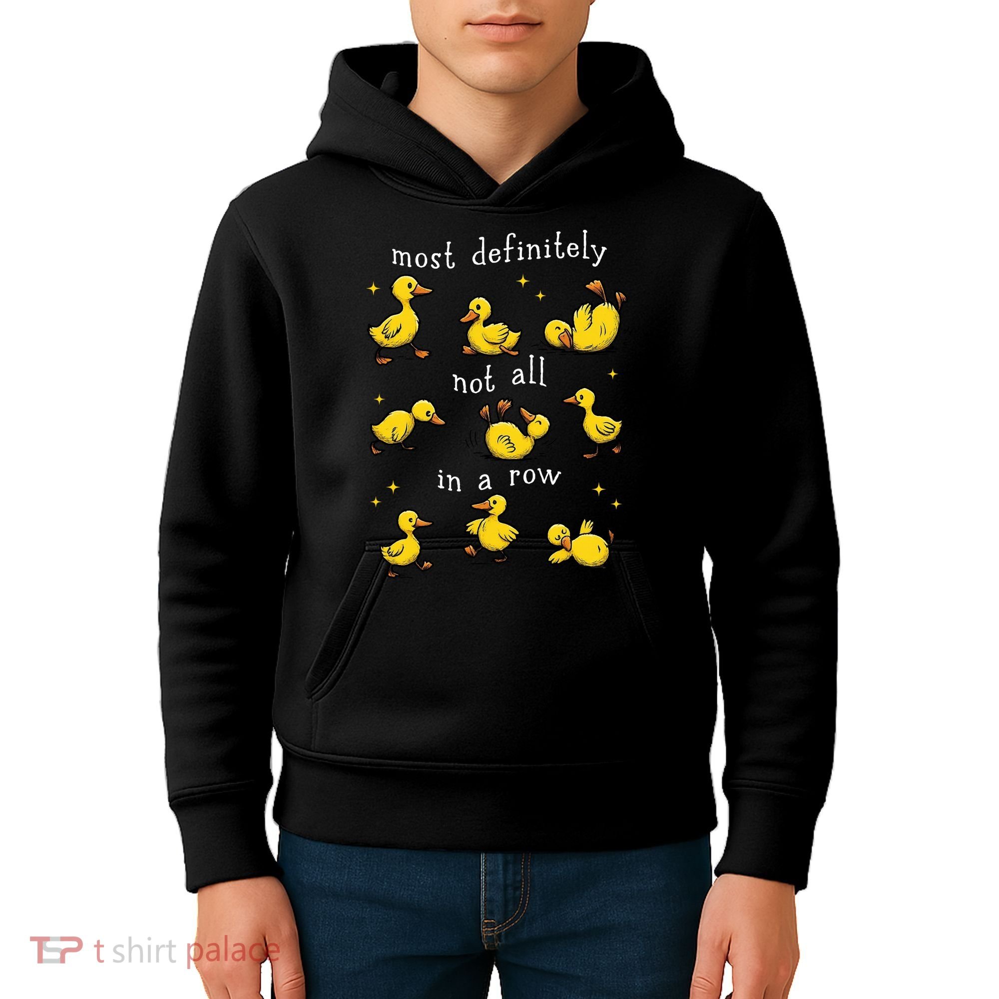 Most Definitely Not All In A Row Funny Duck Mental Health Kids Hoodie