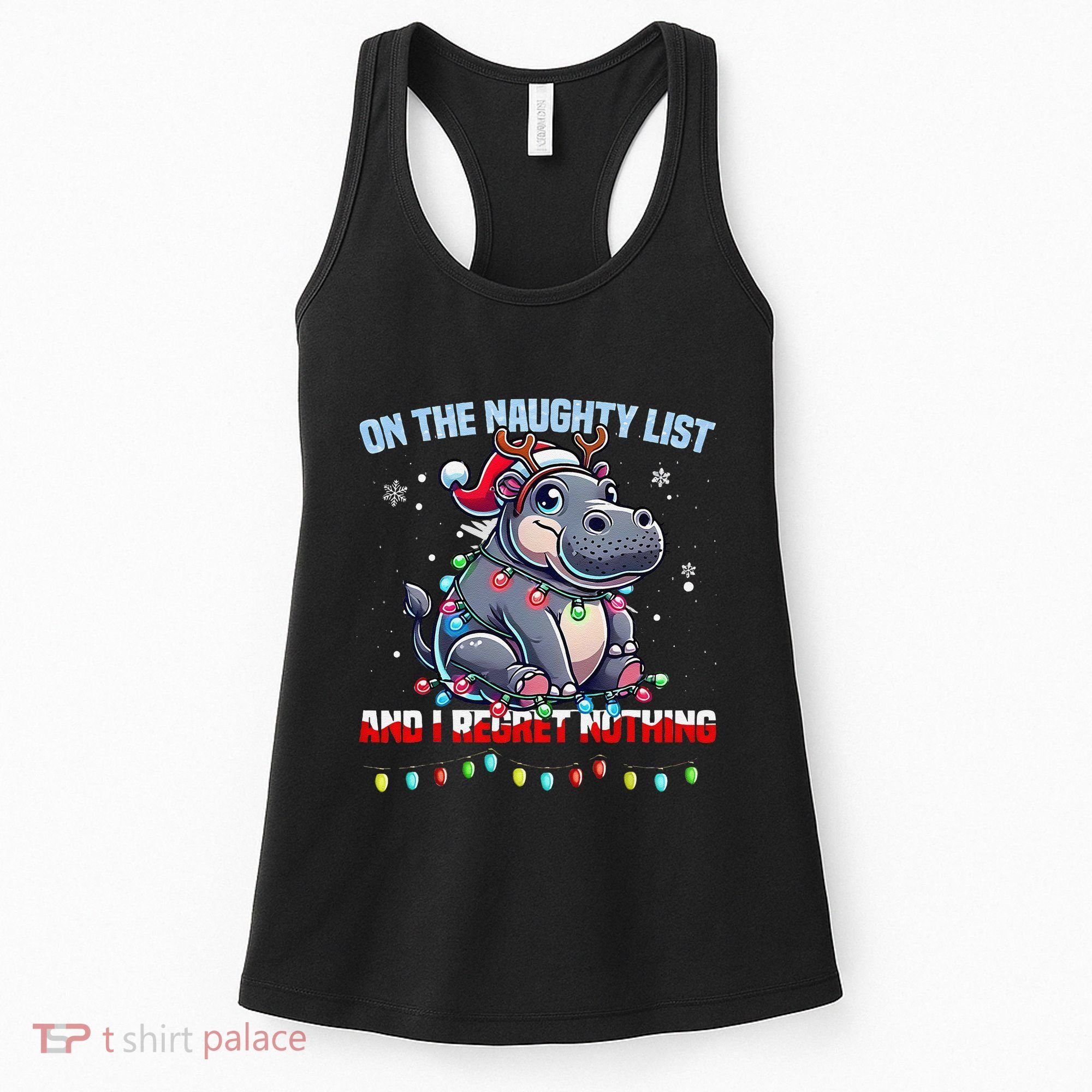 Moo Deng On The List Of Naughty And I Regret Nothing Xmas Women's Tank Top