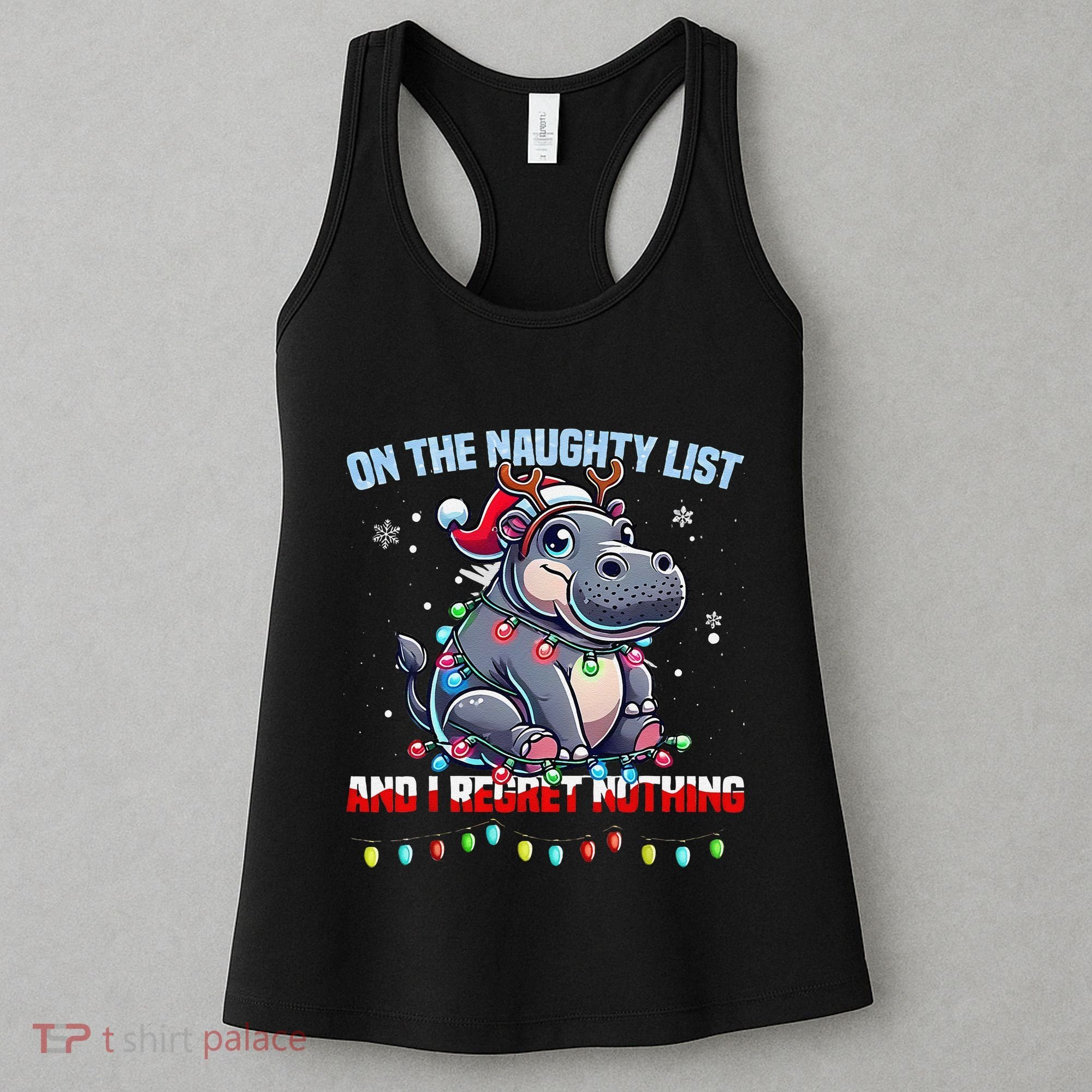 Moo Deng On The List Of Naughty And I Regret Nothing Xmas Women's Tank Top