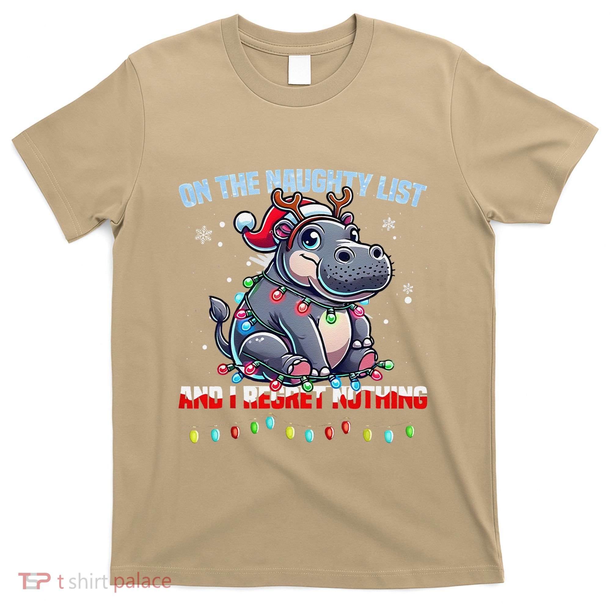 Moo Deng On The List Of Naughty And I Regret Nothing Xmas T-Shirt