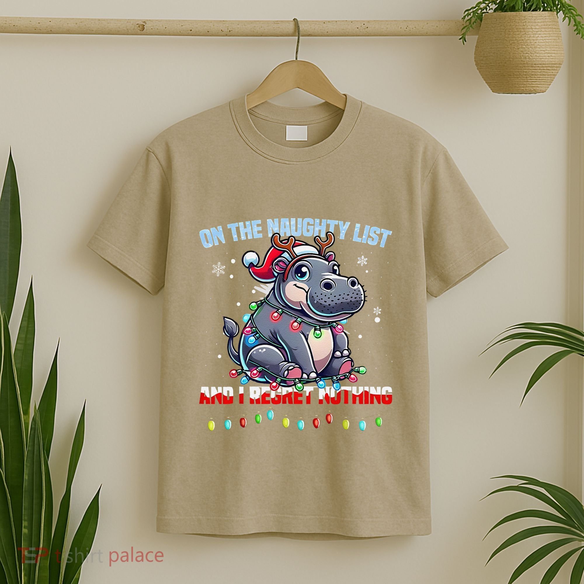 Moo Deng On The List Of Naughty And I Regret Nothing Xmas T-Shirt