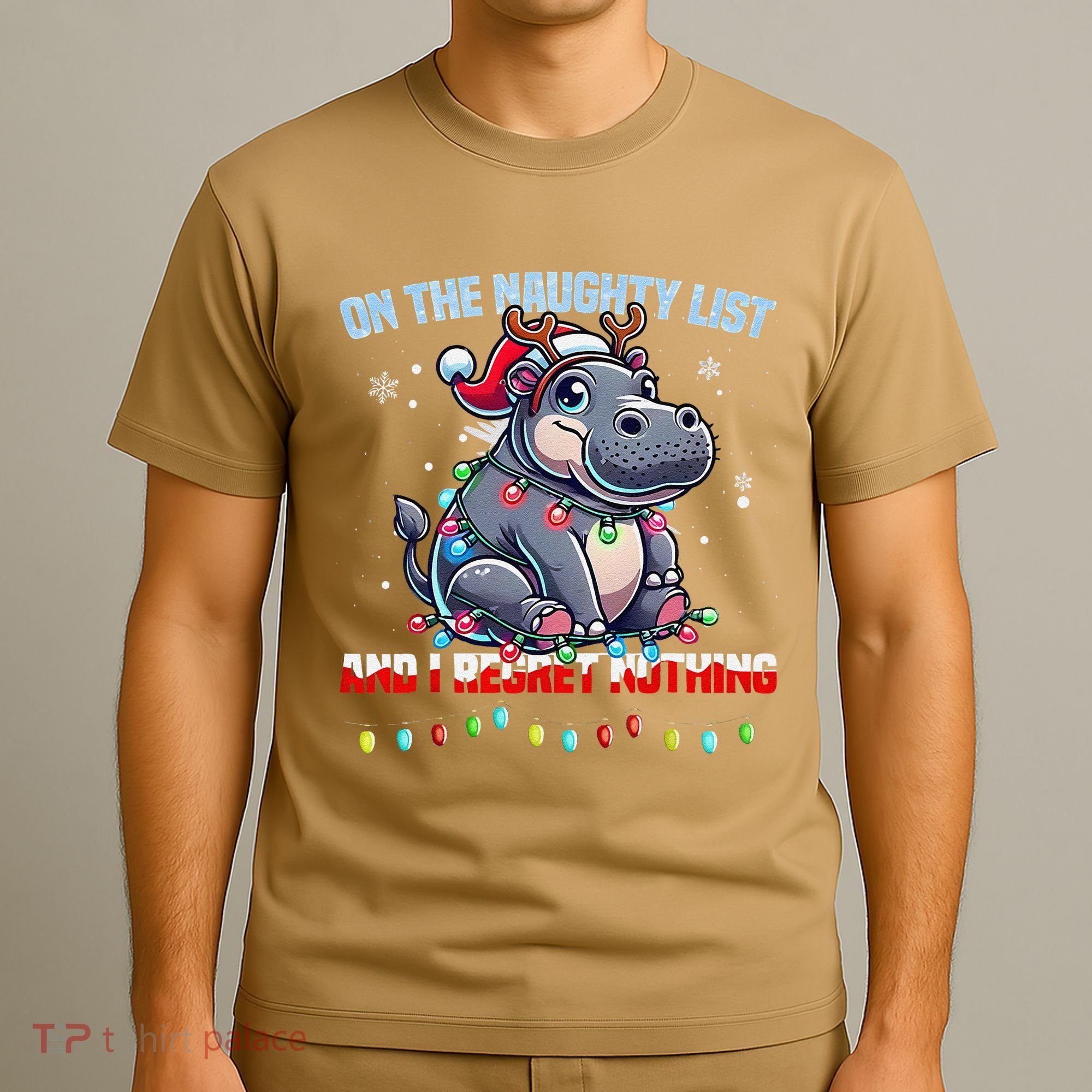 Moo Deng On The List Of Naughty And I Regret Nothing Xmas T-Shirt