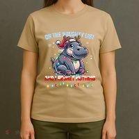 Moo Deng On The List Of Naughty And I Regret Nothing Xmas T-Shirt thumb 4
