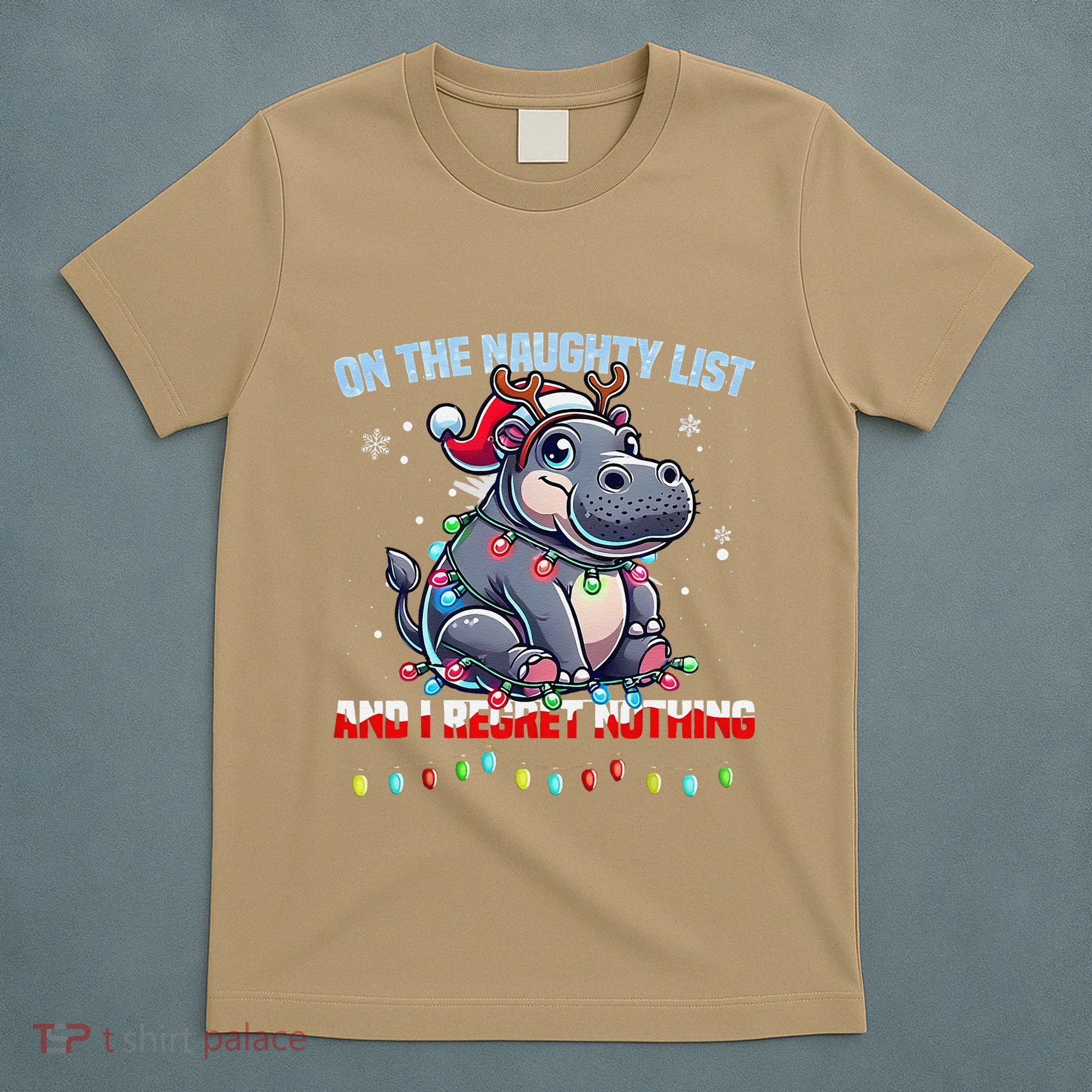 Moo Deng On The List Of Naughty And I Regret Nothing Xmas T-Shirt