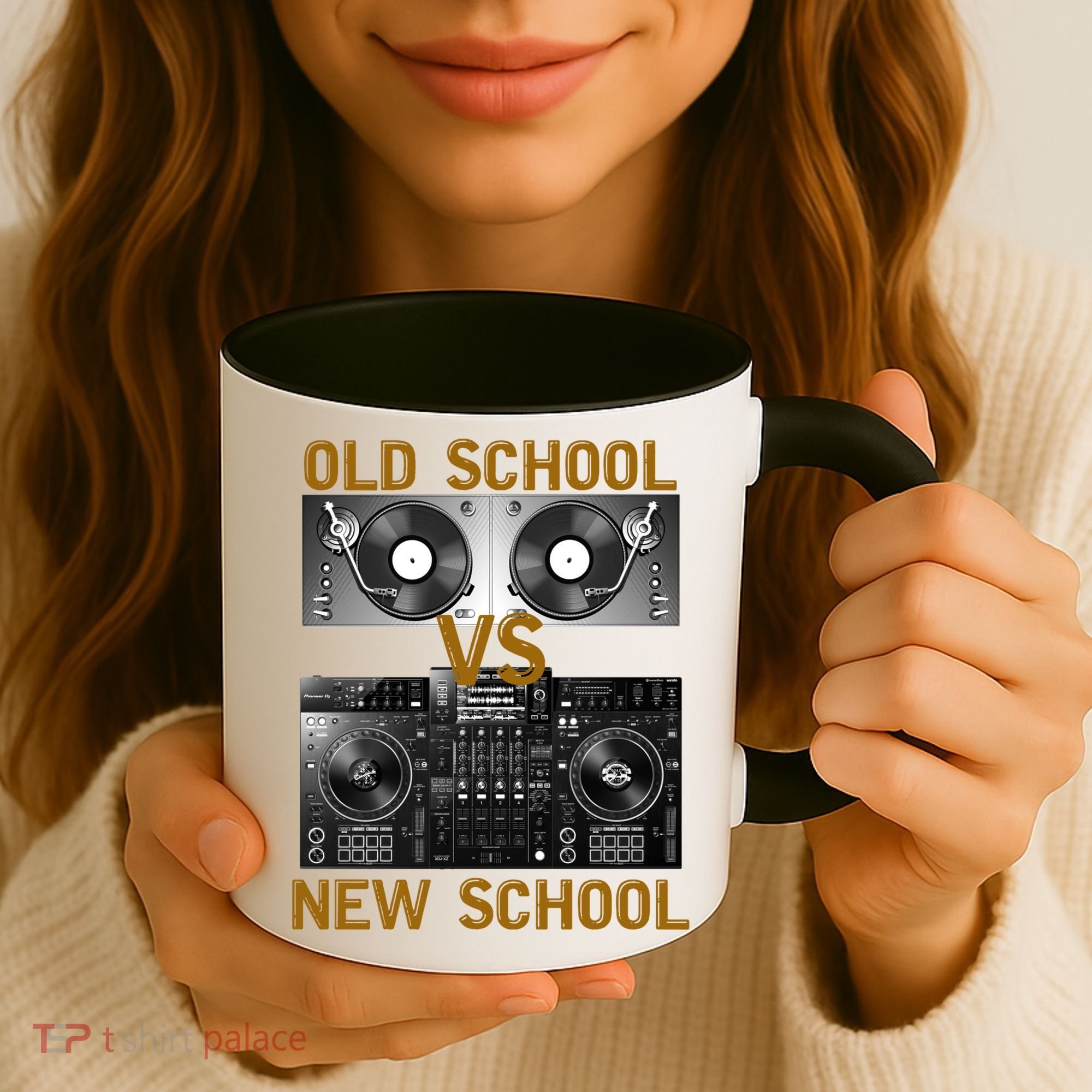 Music Djs Old School Vs New School Turntable Dj Equipt Cute Gift Coffee Mug