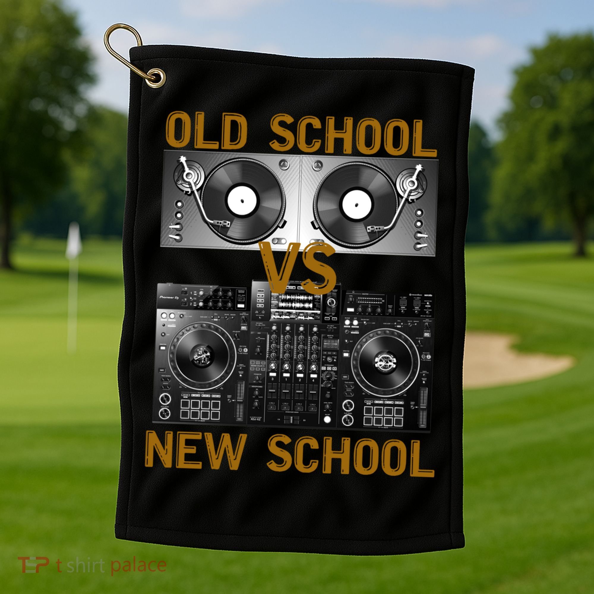 Music Djs Old School Vs New School Turntable Dj Equipt Cute Gift Golf Towel