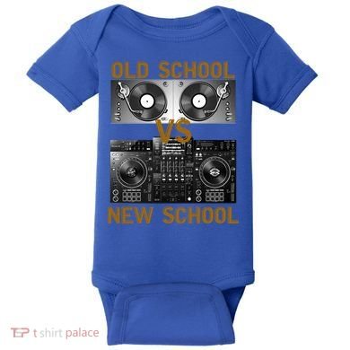 Music Djs Old School Vs New School Turntable Dj Equipt Cute Gift Baby Bodysuit