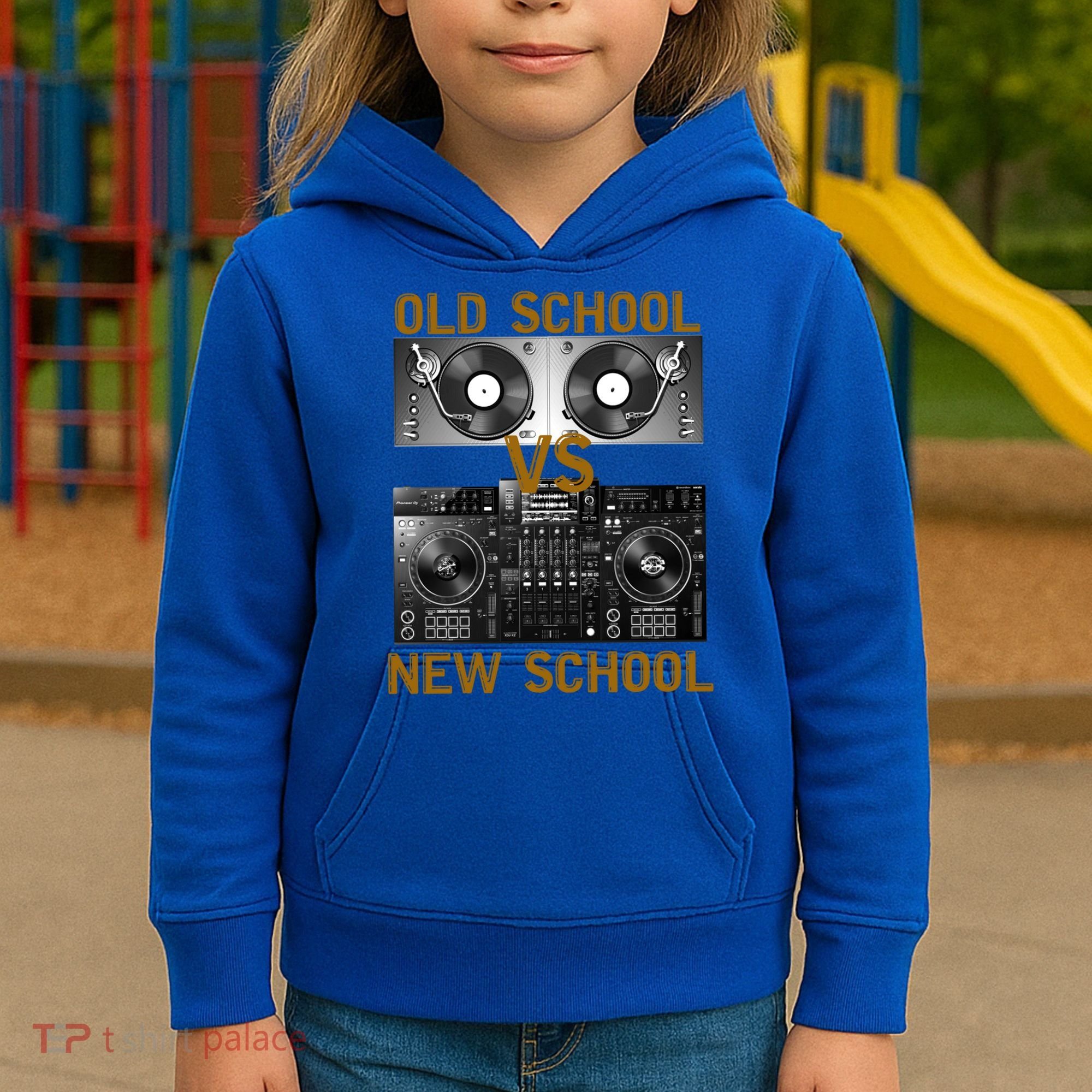 Music Djs Old School Vs New School Turntable Dj Equipt Cute Gift Kids Hoodie
