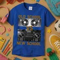 Music Djs Old School Vs New School Turntable Dj Equipt Cute Gift Kids T-Shirt thumb 3