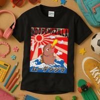 Moo Deng Pygmy Hippopotamus Funny Moodengzilla Kids T-Shirt thumb 3