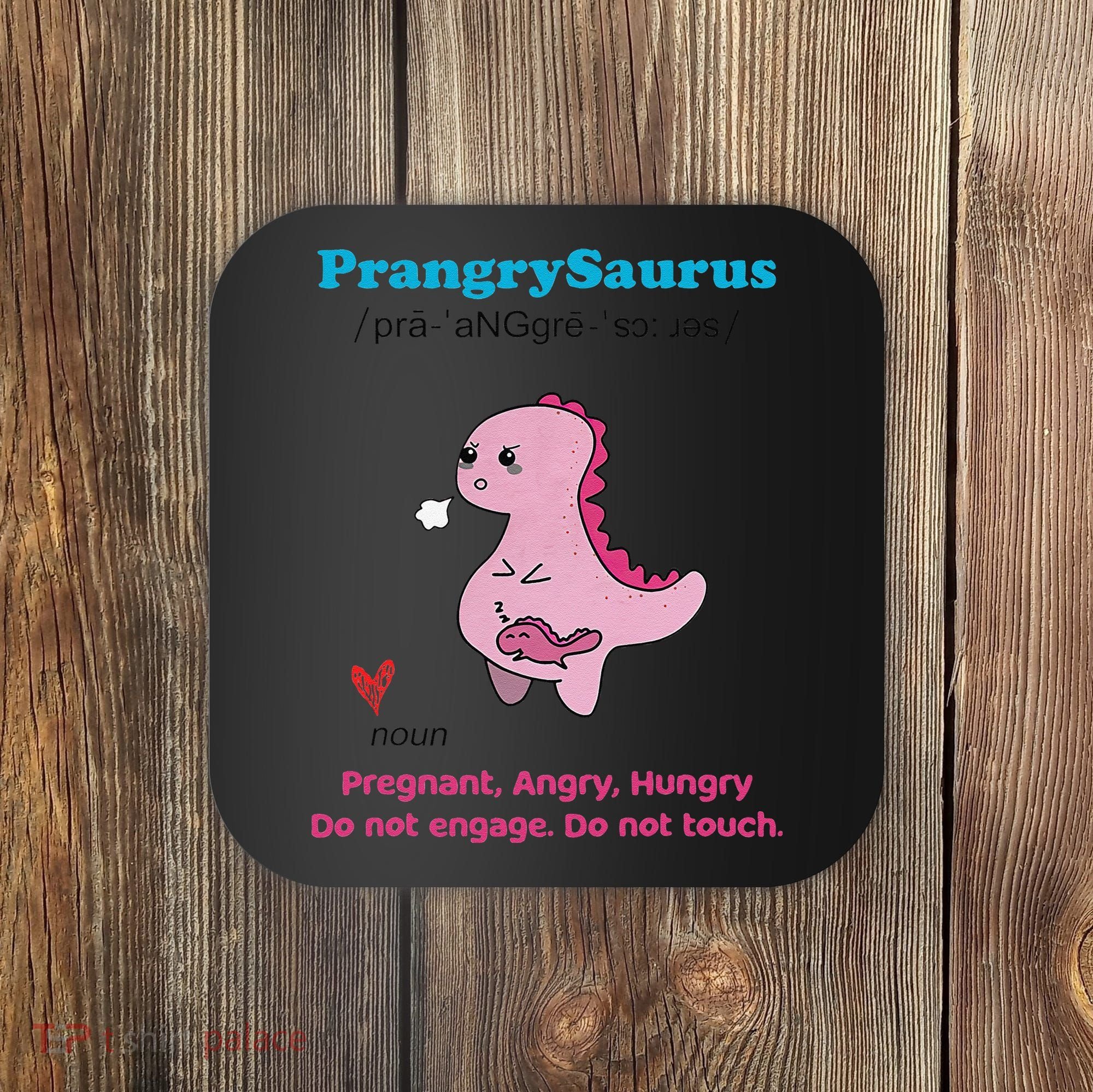 Mother's Day Pregnant Mom Prangrysaurus Pregnancy Surprise Coaster