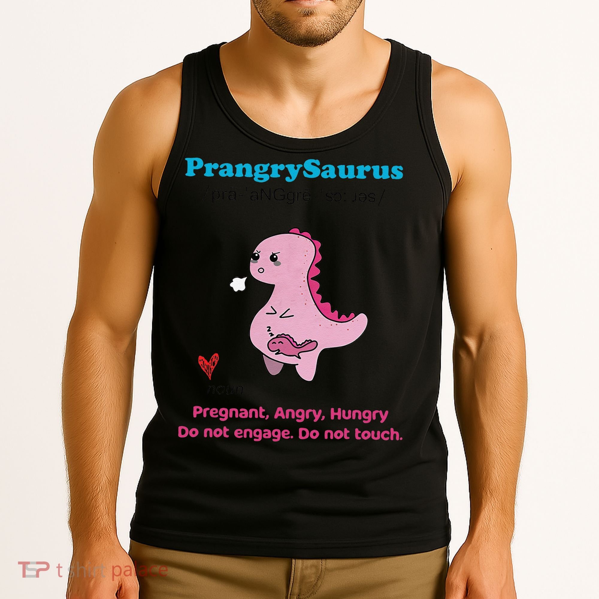 Mother's Day Pregnant Mom Prangrysaurus Pregnancy Surprise Tank Top