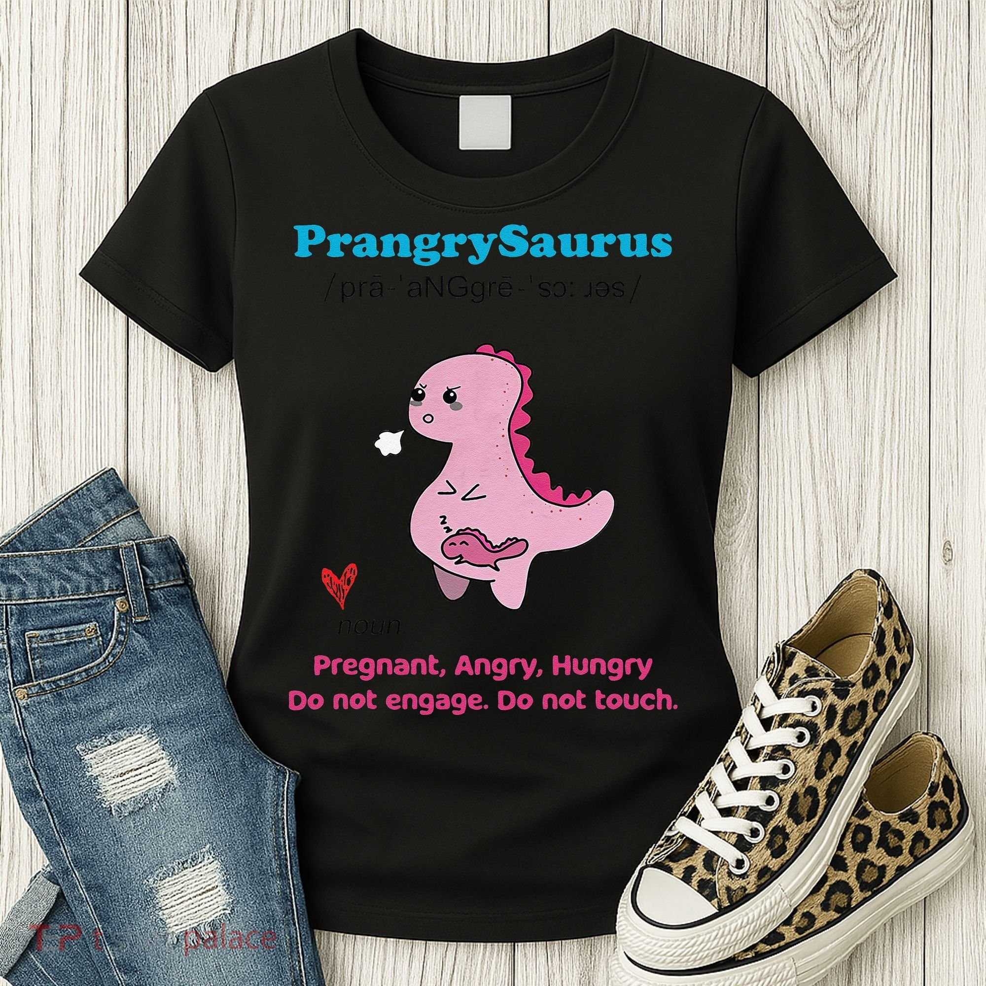 Mother's Day Pregnant Mom Prangrysaurus Pregnancy Surprise Women's T-Shirt