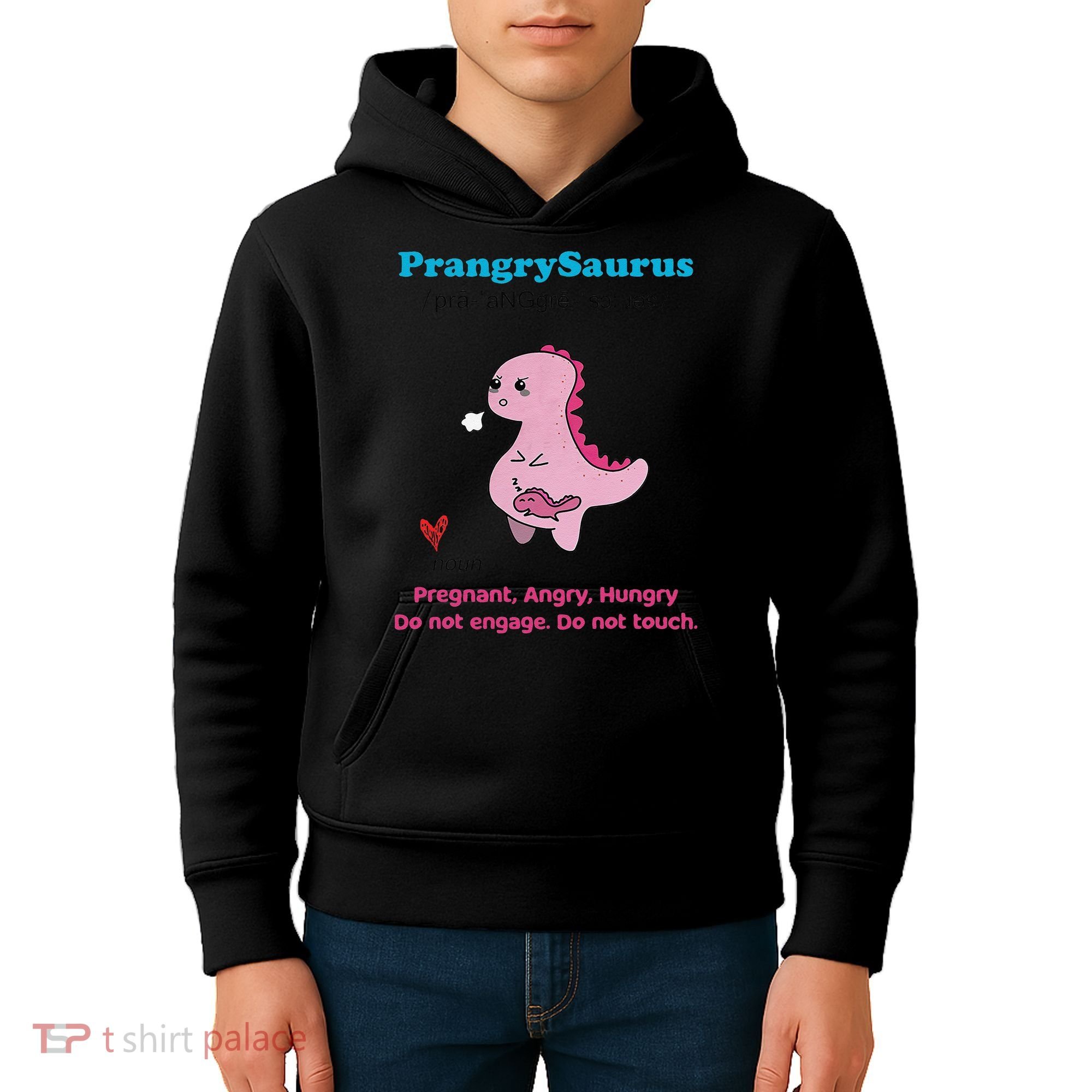 Mother's Day Pregnant Mom Prangrysaurus Pregnancy Surprise Kids Hoodie