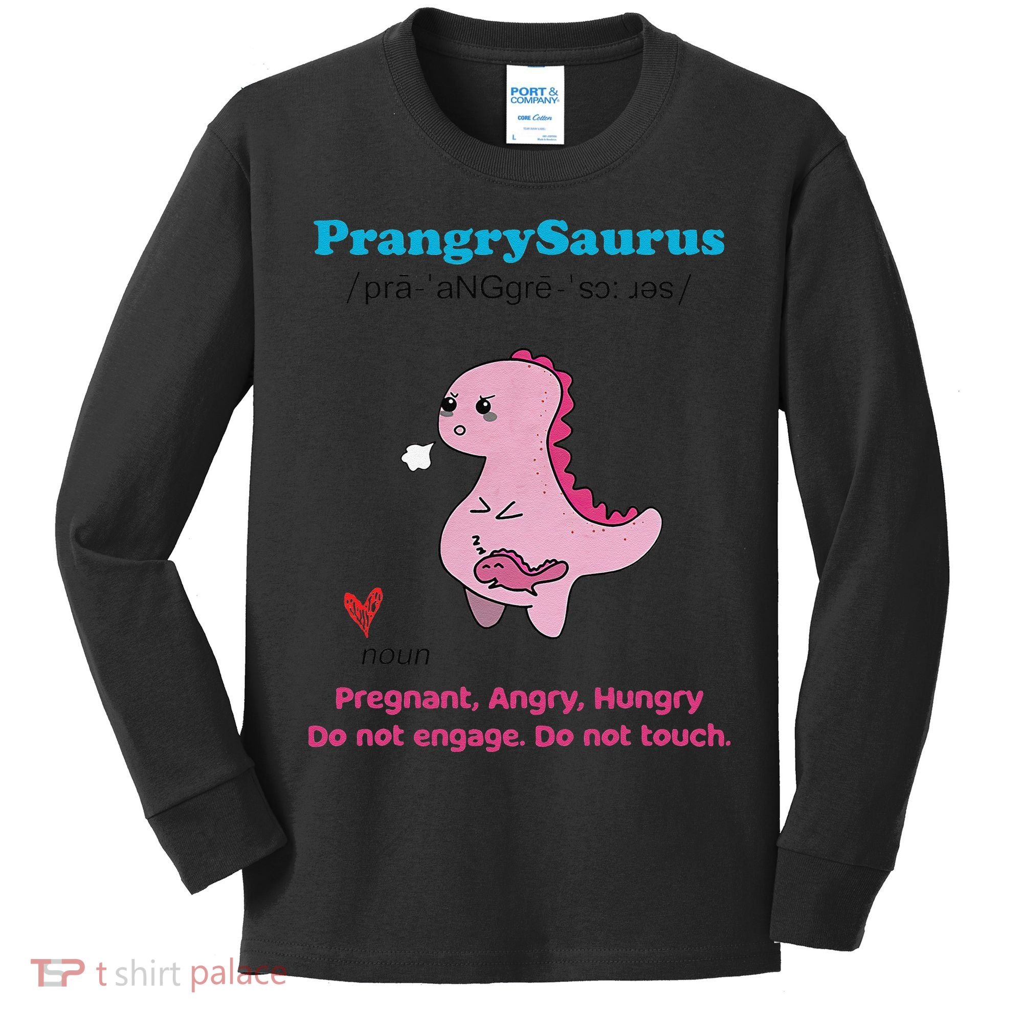 Mother's Day Pregnant Mom Prangrysaurus Pregnancy Surprise Kids Long Sleeve Shirt
