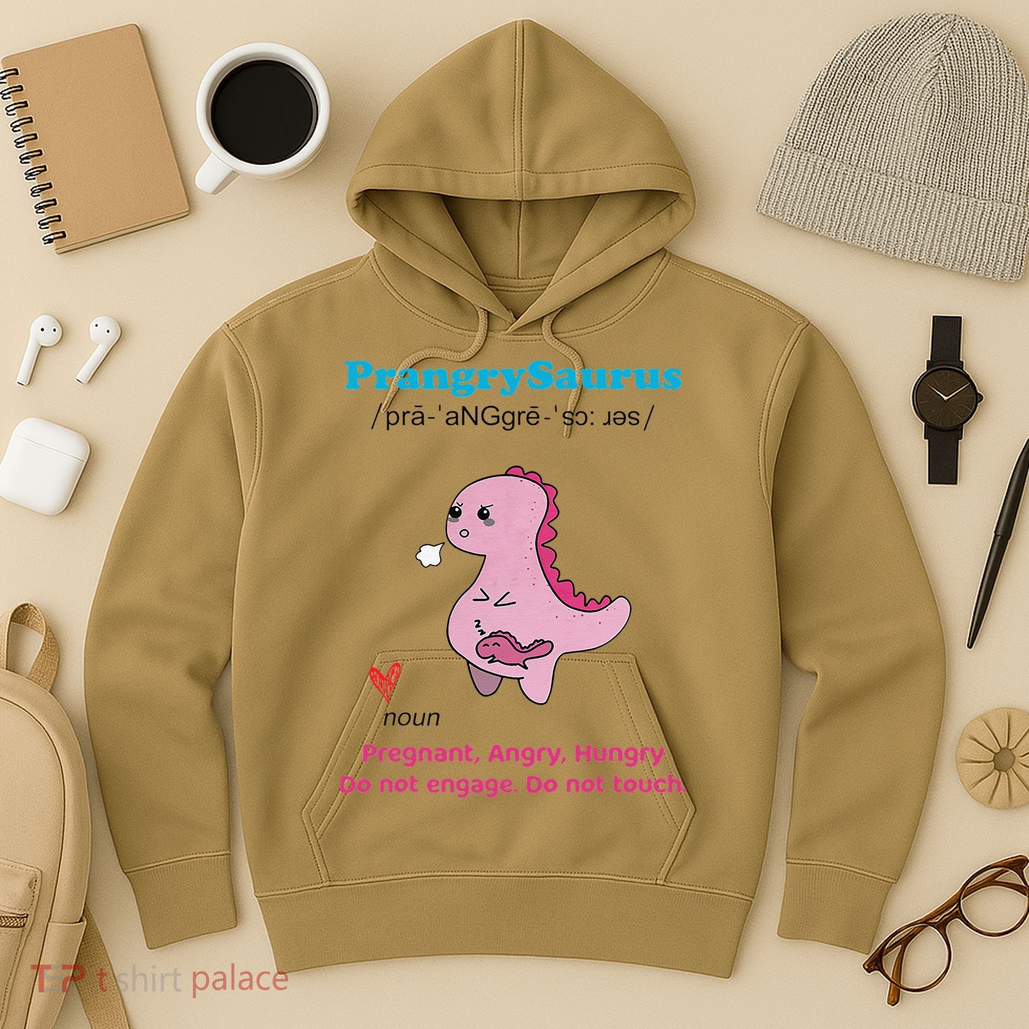 Mother's Day Pregnant Mom Prangrysaurus Pregnancy Surprise Hoodie