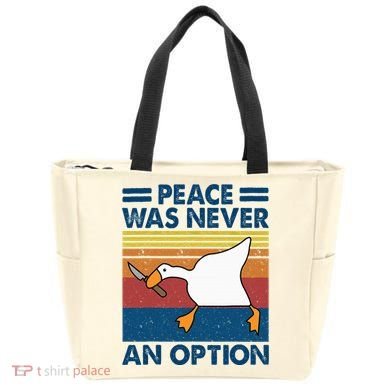 Murder Duck Peace Was Never An Option Duck With Knife Meme Tote Bag