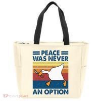 Murder Duck Peace Was Never An Option Duck With Knife Meme Tote Bag thumb 0