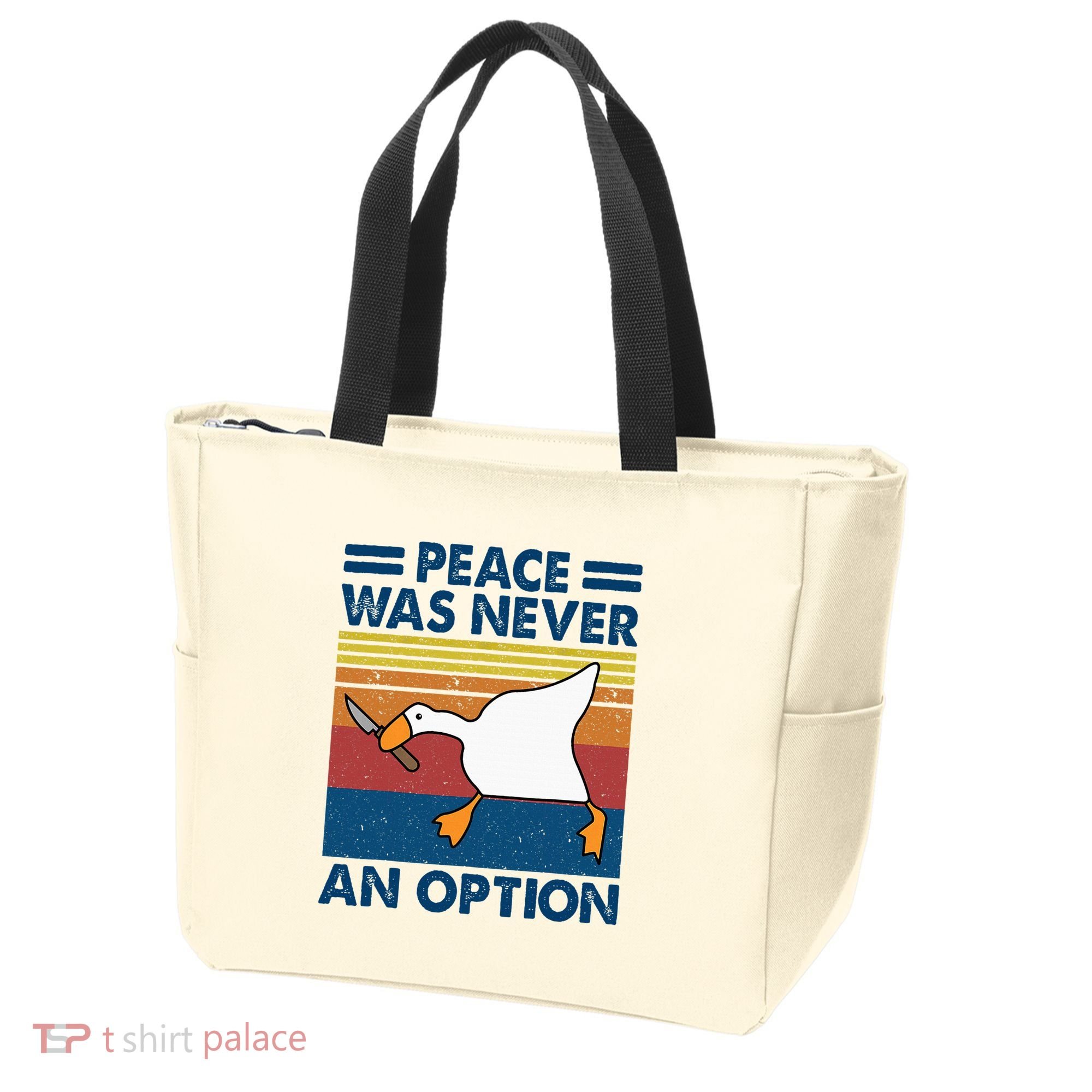 Murder Duck Peace Was Never An Option Duck With Knife Meme Tote Bag