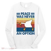 Murder Duck Peace Was Never An Option Duck With Knife Meme Long Sleeve Shirt thumb 0