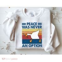 Murder Duck Peace Was Never An Option Duck With Knife Meme Sweatshirt thumb 2