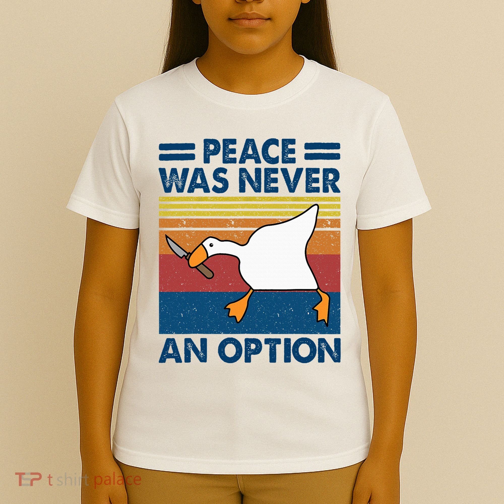 Murder Duck Peace Was Never An Option Duck With Knife Meme T-Shirt