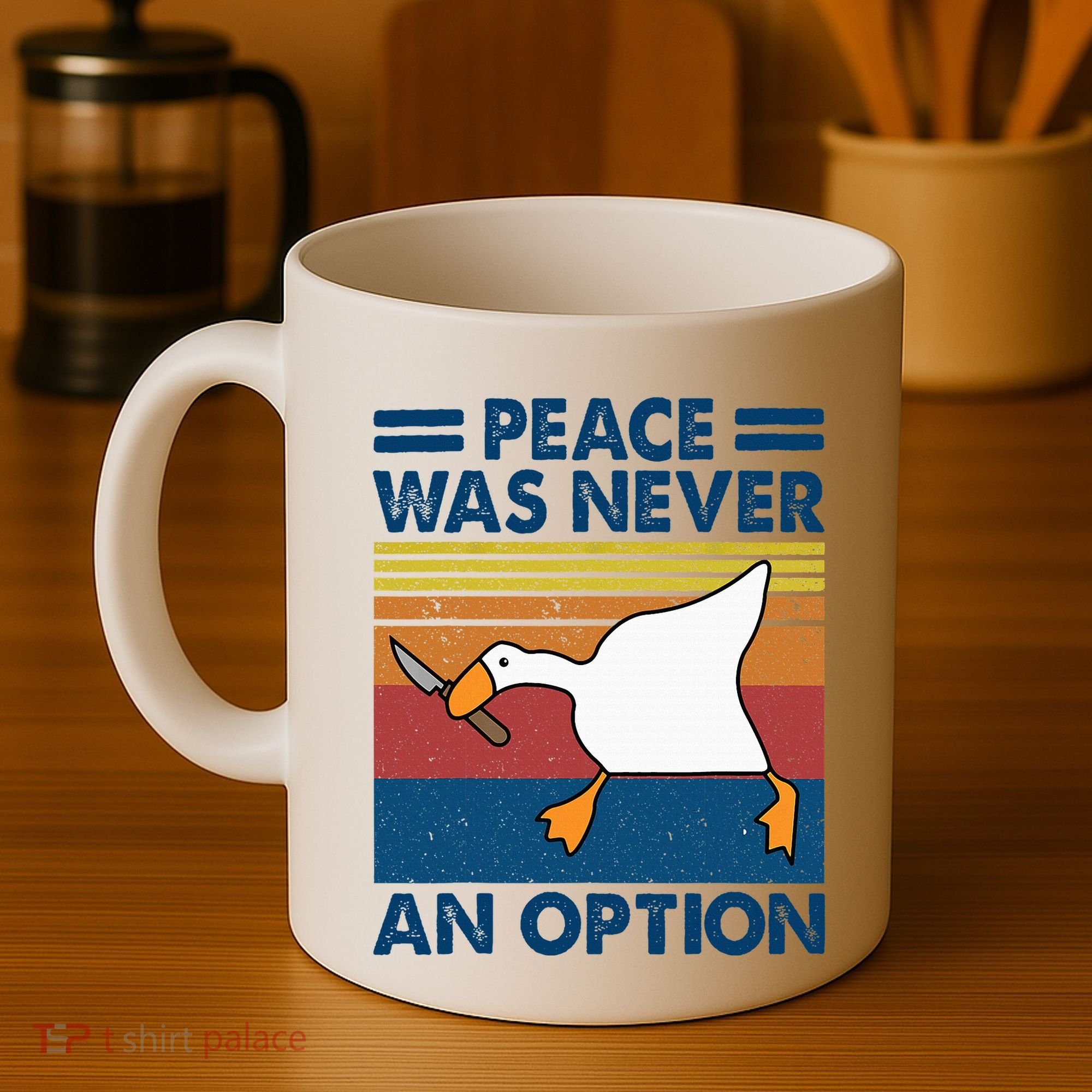 Murder Duck Peace Was Never An Option Duck With Knife Meme Coffee Mug