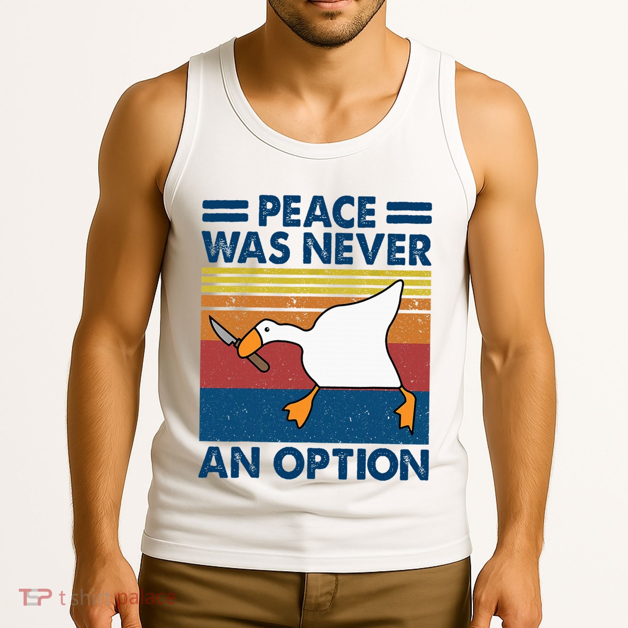 Murder Duck Peace Was Never An Option Duck With Knife Meme Tank Top