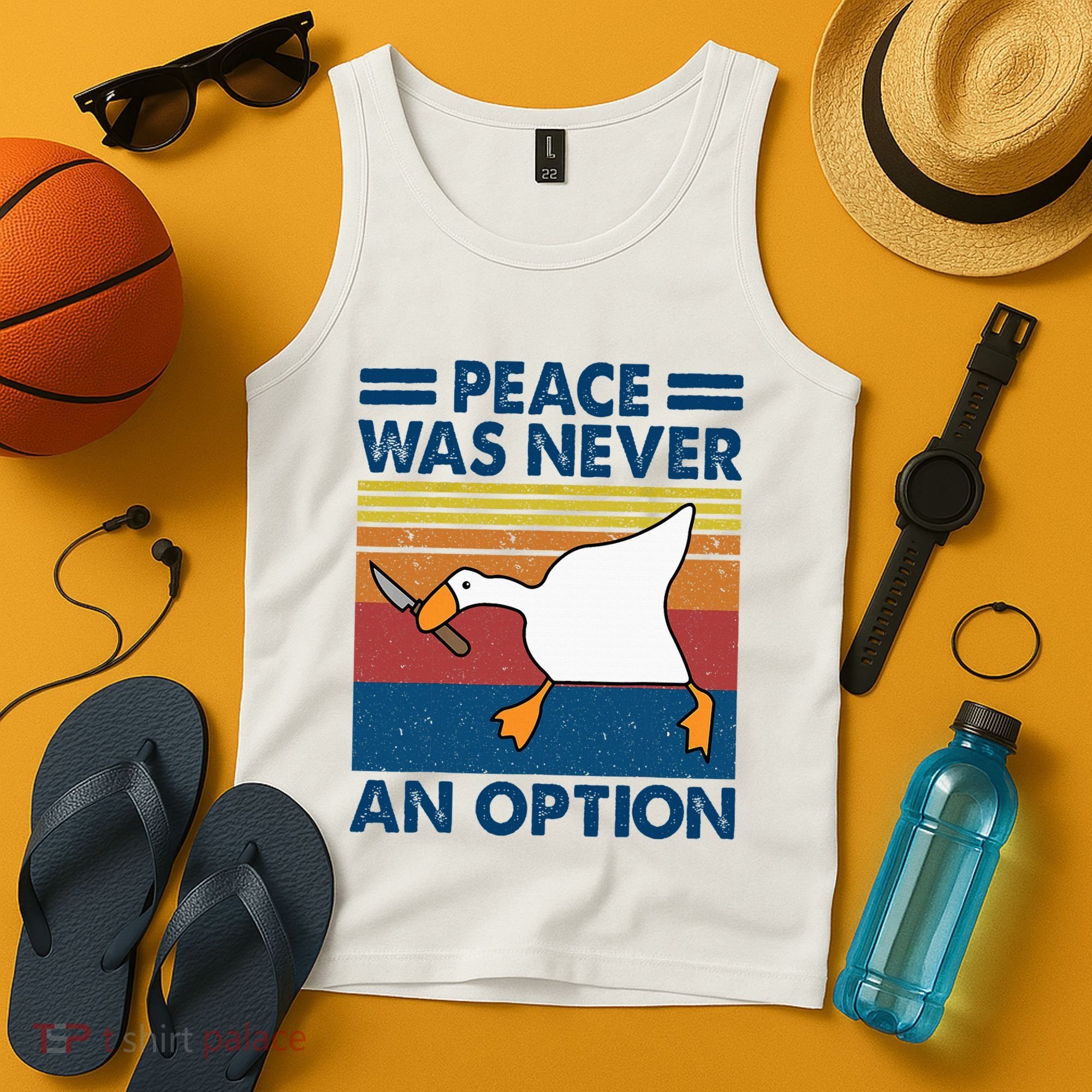 Murder Duck Peace Was Never An Option Duck With Knife Meme Tank Top