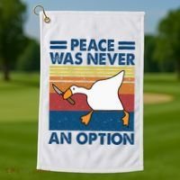 Murder Duck Peace Was Never An Option Duck With Knife Meme Golf Towel thumb 1