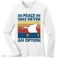 Murder Duck Peace Was Never An Option Duck With Knife Meme Women's Long Sleeve Shirt thumb 0