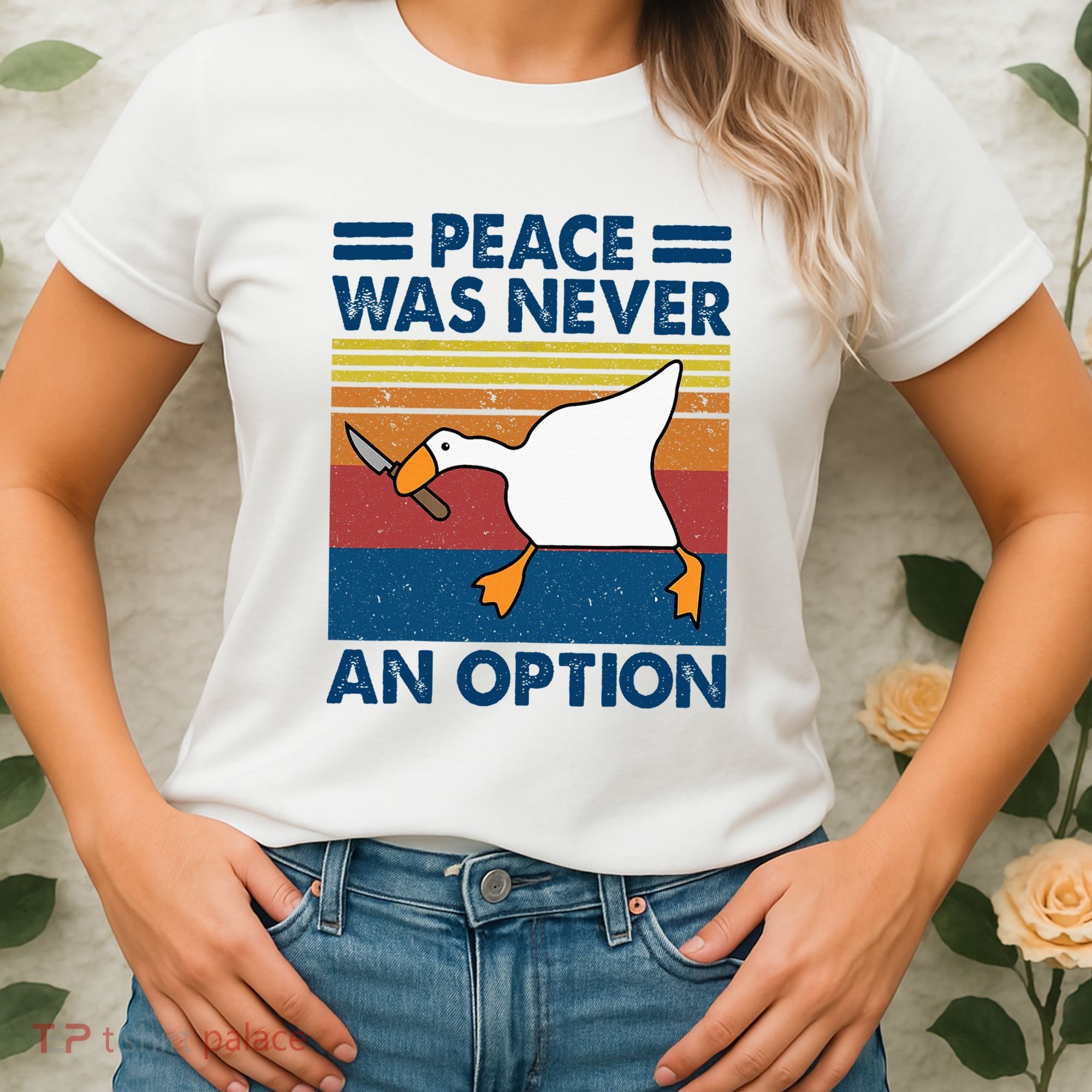Murder Duck Peace Was Never An Option Duck With Knife Meme Women's T-Shirt