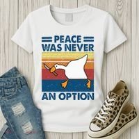 Murder Duck Peace Was Never An Option Duck With Knife Meme Women's T-Shirt thumb 3