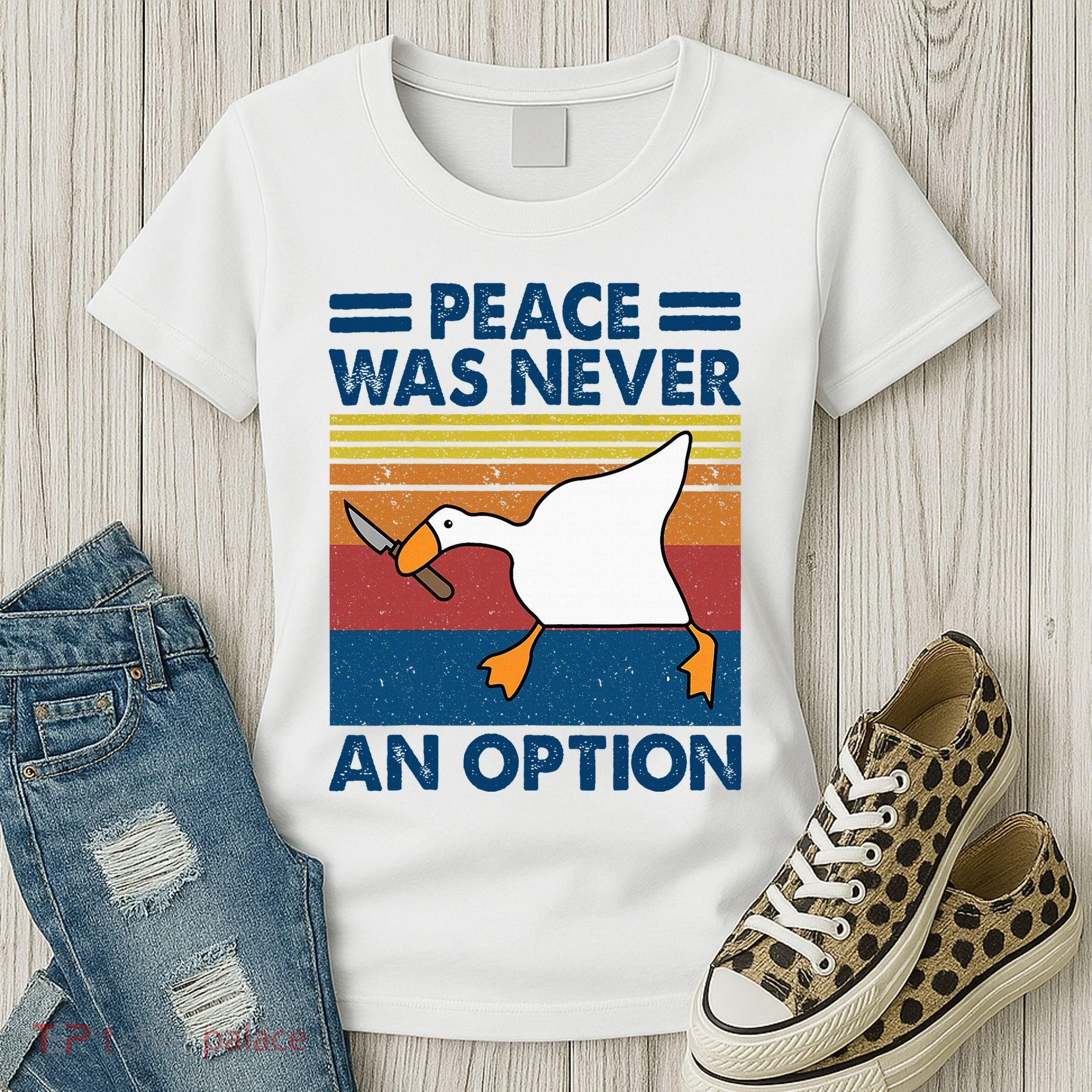 Murder Duck Peace Was Never An Option Duck With Knife Meme Women's T-Shirt