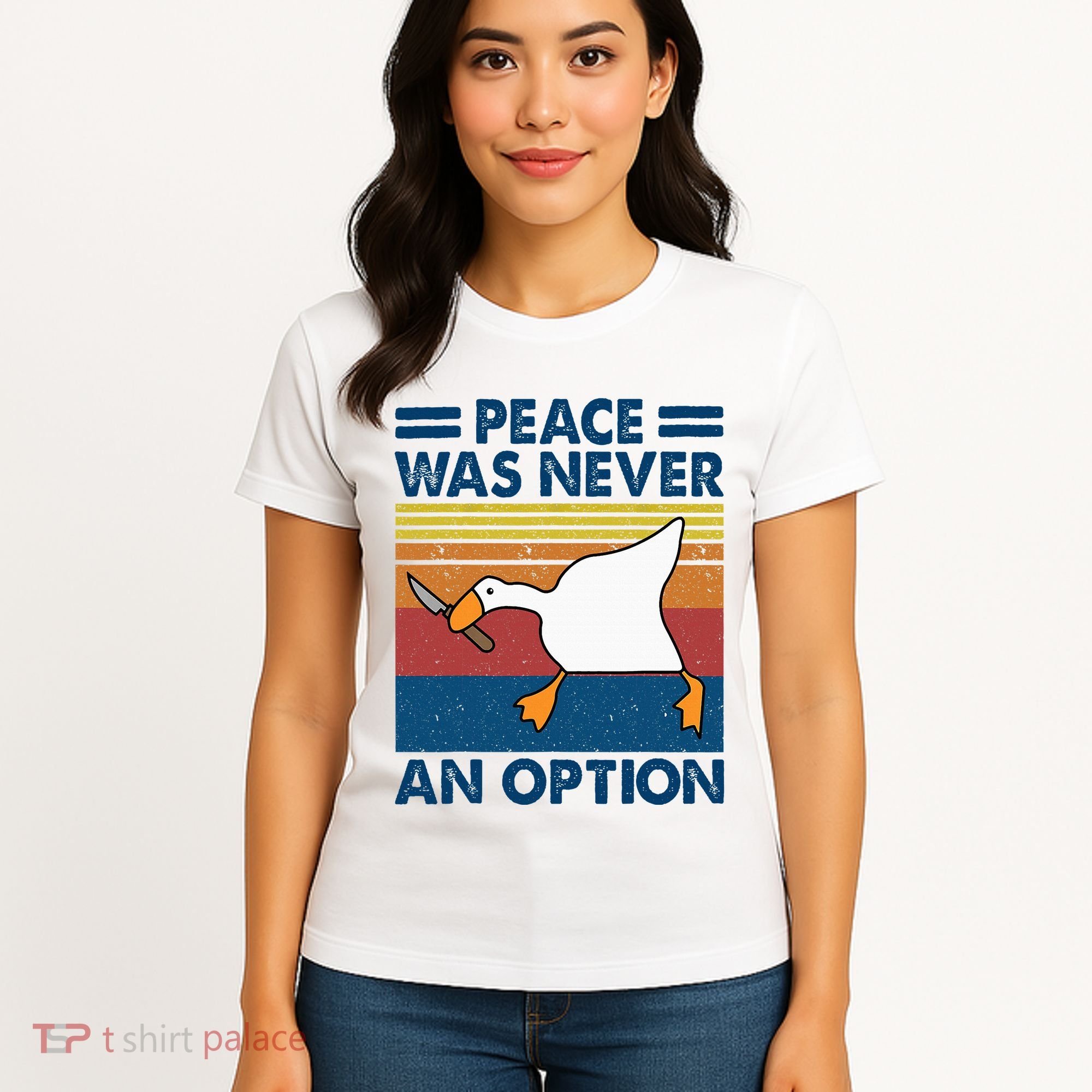 Murder Duck Peace Was Never An Option Duck With Knife Meme Women's T-Shirt