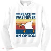 Murder Duck Peace Was Never An Option Duck With Knife Meme Kids Sweatshirt thumb 0