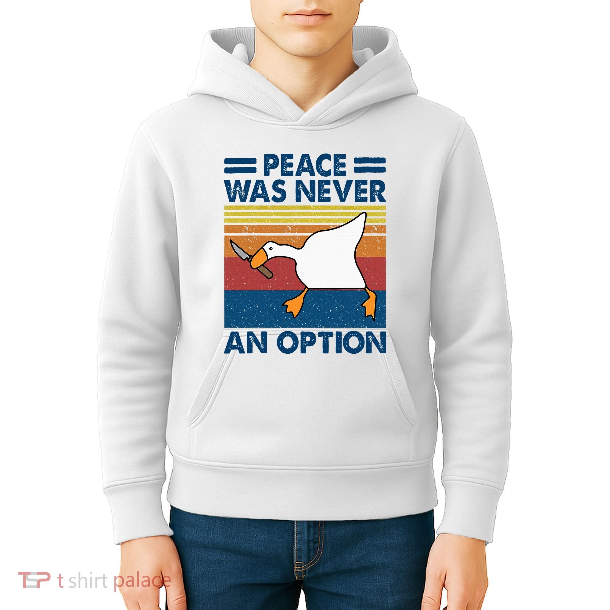Murder Duck Peace Was Never An Option Duck With Knife Meme Kids Hoodie