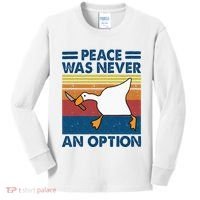 Murder Duck Peace Was Never An Option Duck With Knife Meme Kids Long Sleeve Shirt thumb 0