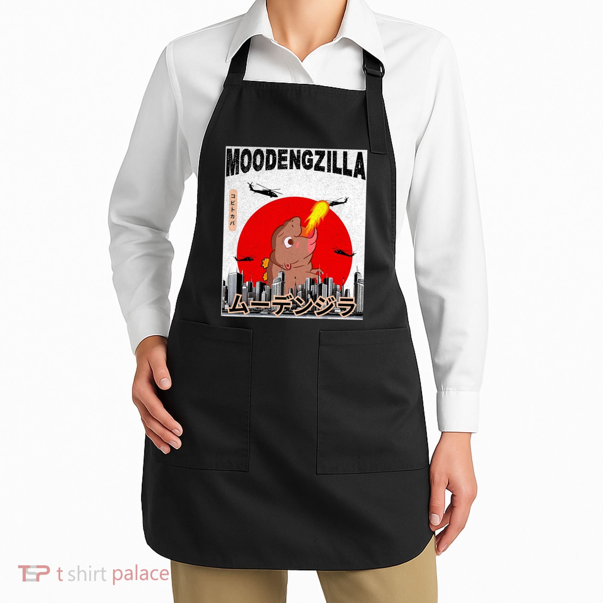 Moo Deng Pygmy Hippopotamus Funny Moodengzilla Apron